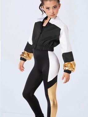 Weissman Black White and Gold Metallic Dance Set